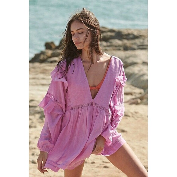 Free People Seashell Skort Romper Dress Endless Summer “Valley Girl” Pink Size L - Picture 1 of 3